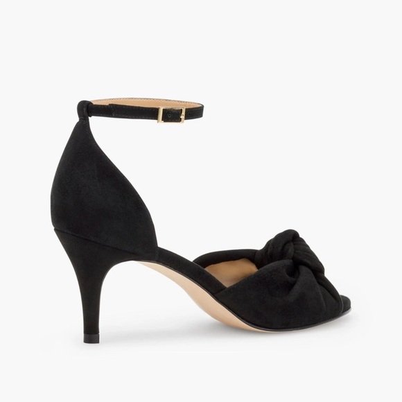 Talbots Lakia Black Suede Ankle Strap Sandals 8.5 | Knotted Heels - Picture 5 of 8
